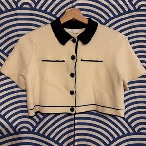 OAK + FORT Cream and Black Collar Jacket